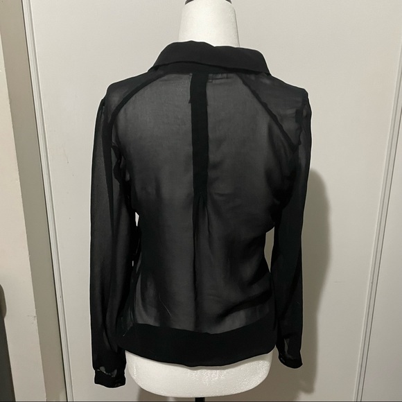 ❤️‍🔥3/$22❤️‍🔥 DYNAMITE Black sheer button-up blouse - Picture 7 of 7